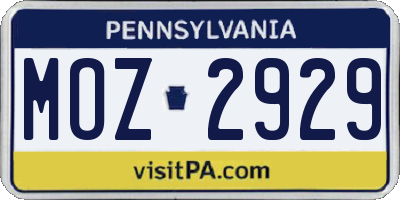 PA license plate MOZ2929