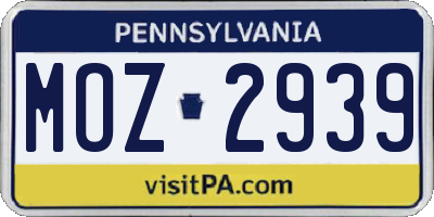 PA license plate MOZ2939