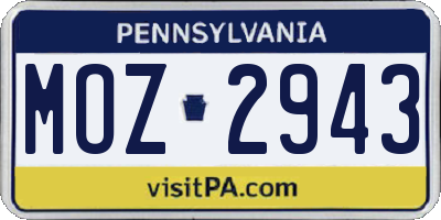 PA license plate MOZ2943