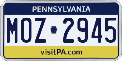 PA license plate MOZ2945