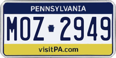 PA license plate MOZ2949