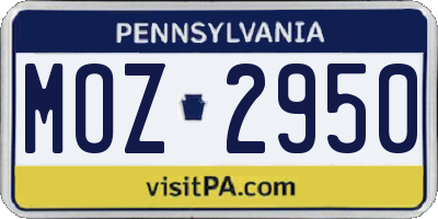 PA license plate MOZ2950
