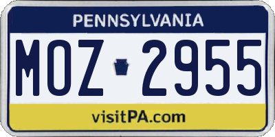 PA license plate MOZ2955