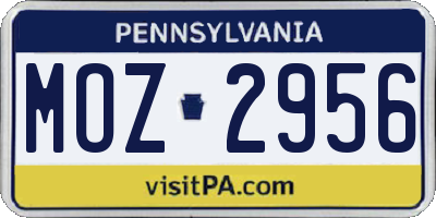 PA license plate MOZ2956