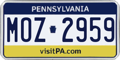 PA license plate MOZ2959