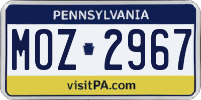 PA license plate MOZ2967