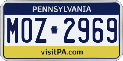 PA license plate MOZ2969