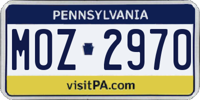 PA license plate MOZ2970