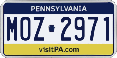 PA license plate MOZ2971