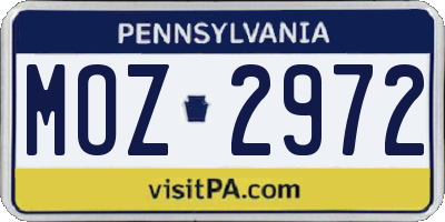PA license plate MOZ2972