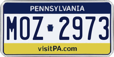 PA license plate MOZ2973