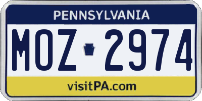 PA license plate MOZ2974