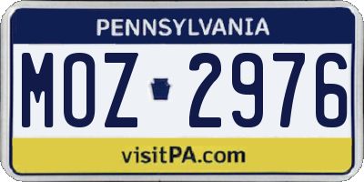 PA license plate MOZ2976
