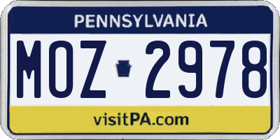 PA license plate MOZ2978