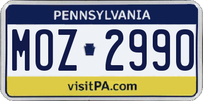 PA license plate MOZ2990