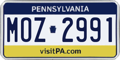 PA license plate MOZ2991