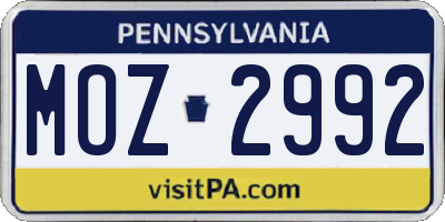PA license plate MOZ2992