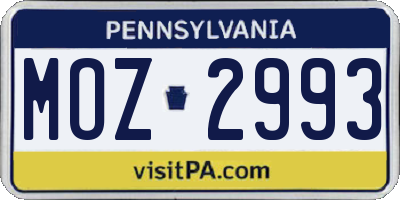 PA license plate MOZ2993