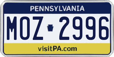 PA license plate MOZ2996
