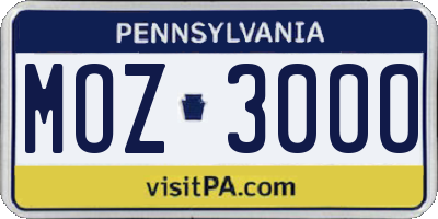 PA license plate MOZ3000