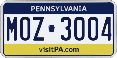 PA license plate MOZ3004