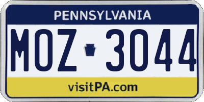 PA license plate MOZ3044