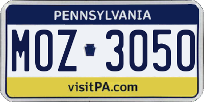 PA license plate MOZ3050