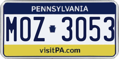 PA license plate MOZ3053
