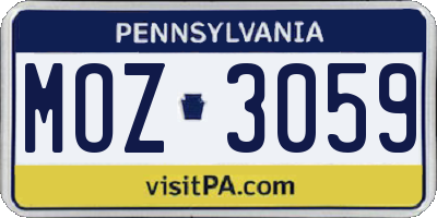 PA license plate MOZ3059