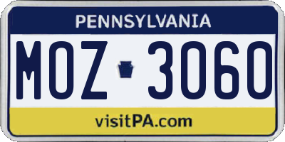 PA license plate MOZ3060