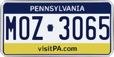 PA license plate MOZ3065