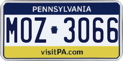 PA license plate MOZ3066
