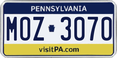 PA license plate MOZ3070