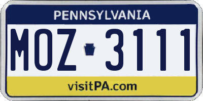 PA license plate MOZ3111