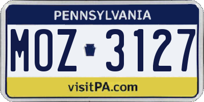 PA license plate MOZ3127