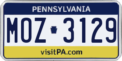 PA license plate MOZ3129