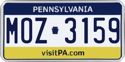 PA license plate MOZ3159