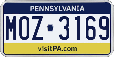 PA license plate MOZ3169
