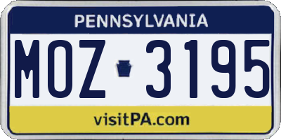 PA license plate MOZ3195