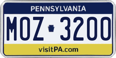 PA license plate MOZ3200