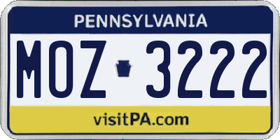 PA license plate MOZ3222