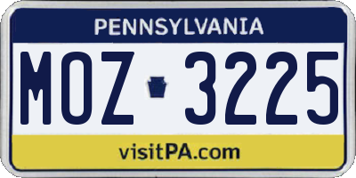 PA license plate MOZ3225
