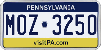 PA license plate MOZ3250
