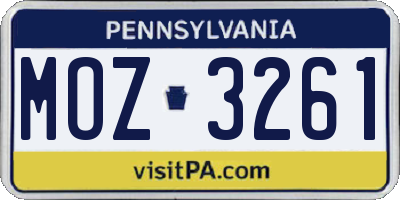 PA license plate MOZ3261