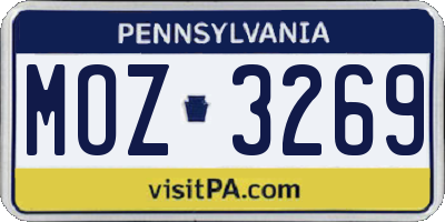PA license plate MOZ3269