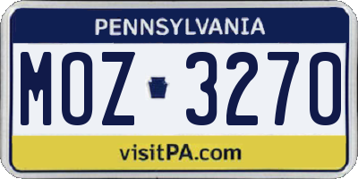 PA license plate MOZ3270