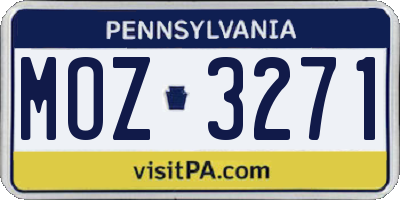 PA license plate MOZ3271