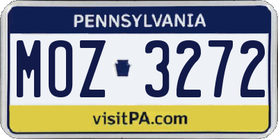 PA license plate MOZ3272