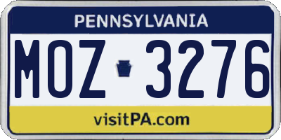 PA license plate MOZ3276