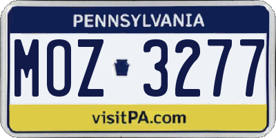 PA license plate MOZ3277